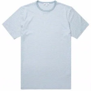 Sunspel Fine Stripe T-Shirt White / Blue Jeans