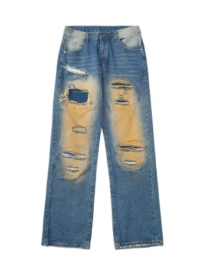 Thesupermade High Street Washed Spray Paint Ripped Jeans