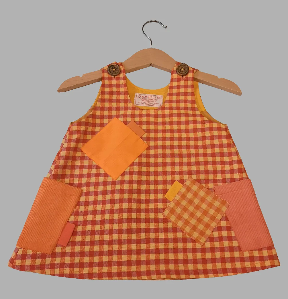 Trapeze Dress "PIPPI" with colored patches and pockets