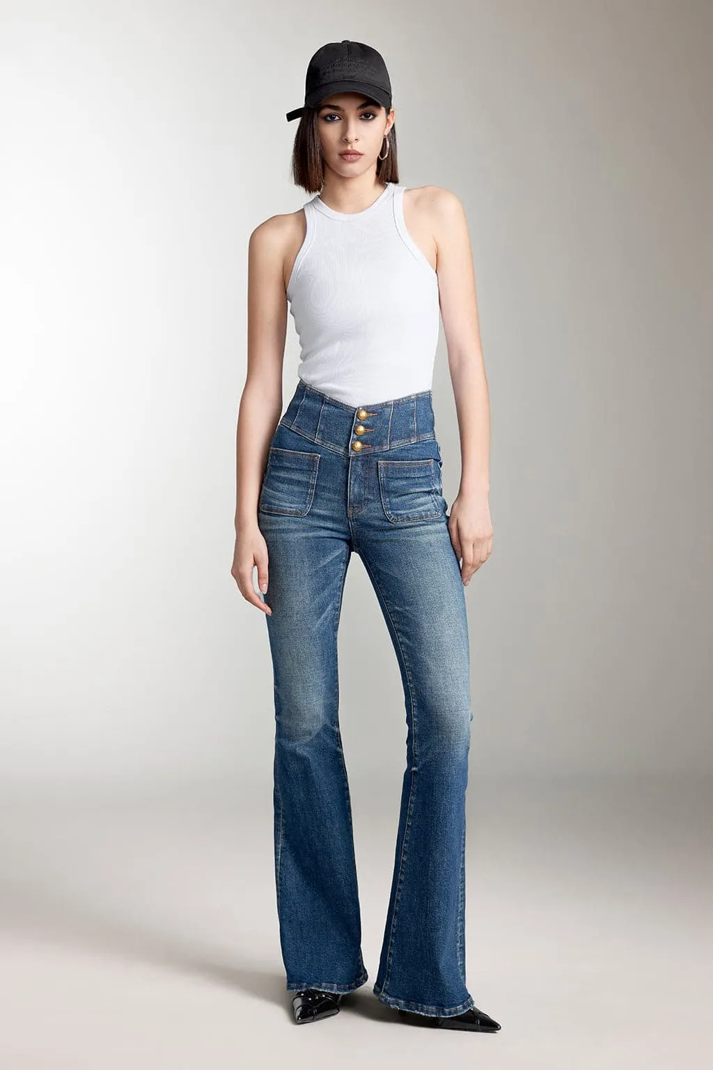 V-Shape Super High Waist Flared Jeans