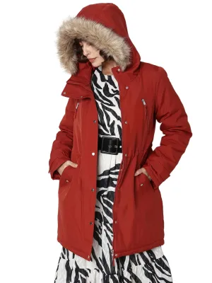 VERO MODA Women's A-Line Coat (10289499-Red Ochre_Red