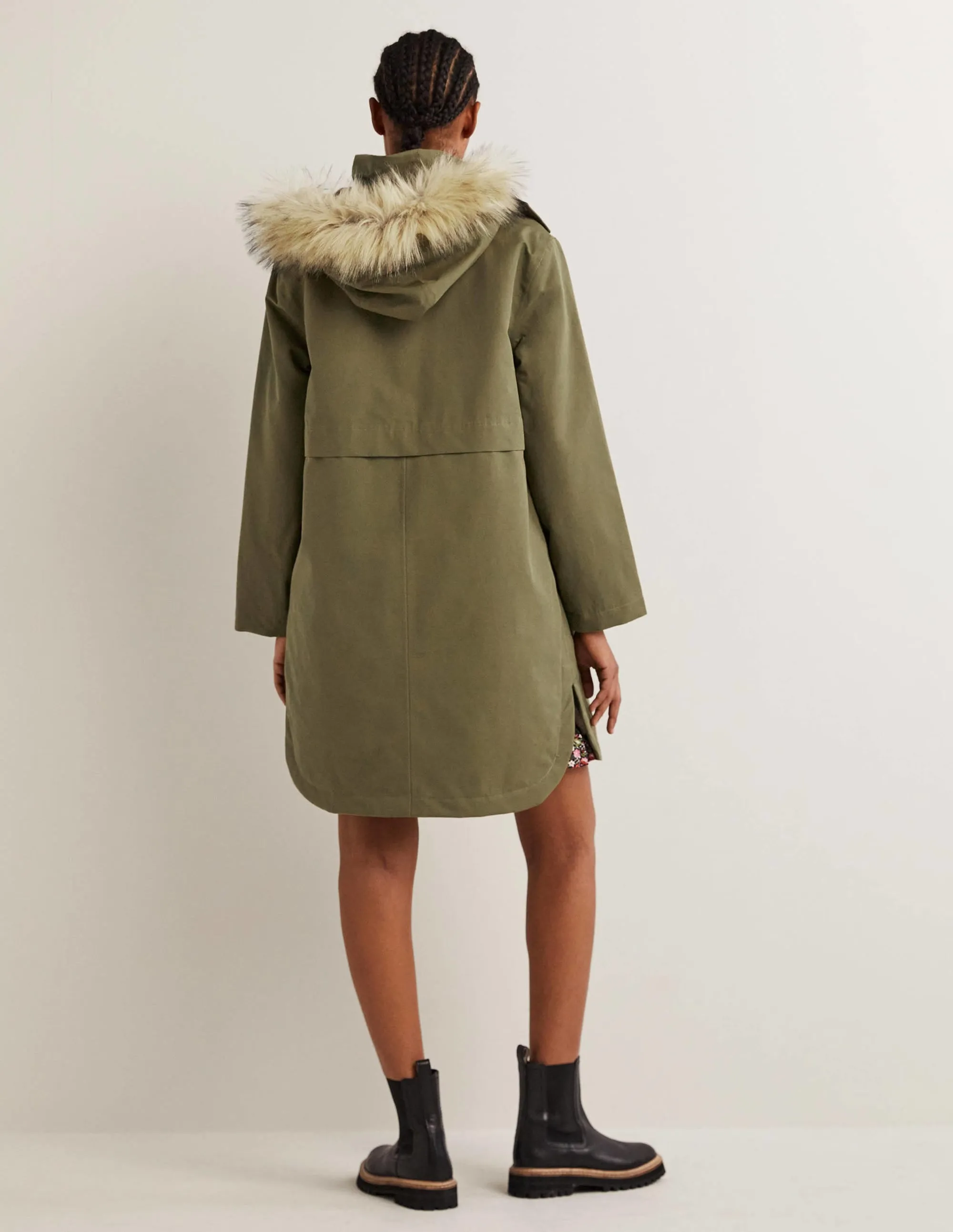 Waterproof Borg Lined Parka-Basil Green