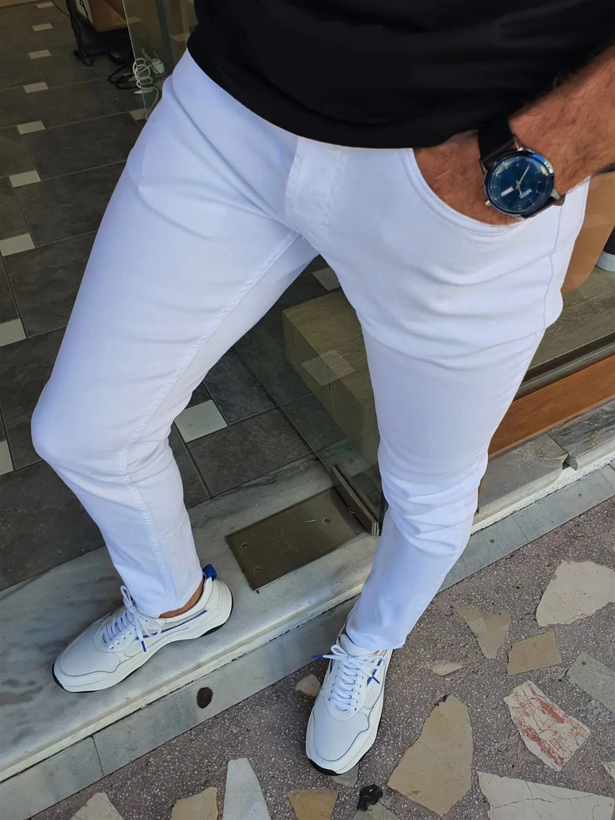 White Slim Fit Jeans for Men by GentWith.com | Free Worldwide Shipping