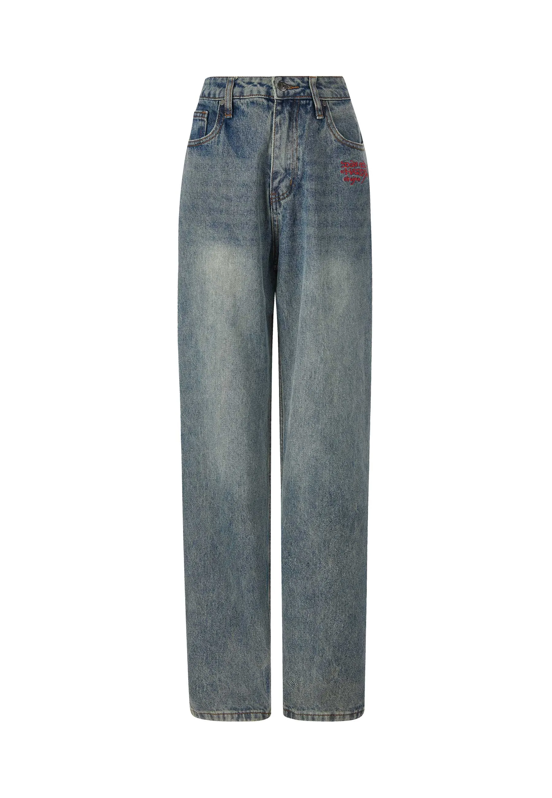 Womens Only Live Once Relaxed Denim Trousers Jeans - Blue