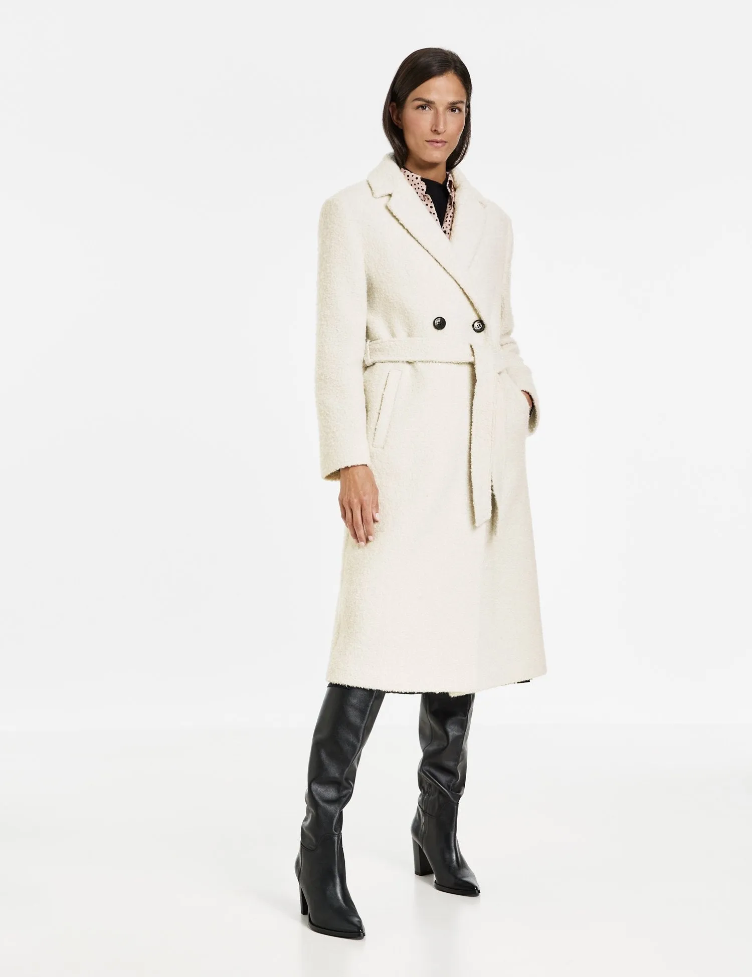 Wool Coat with a Bouclé Finish