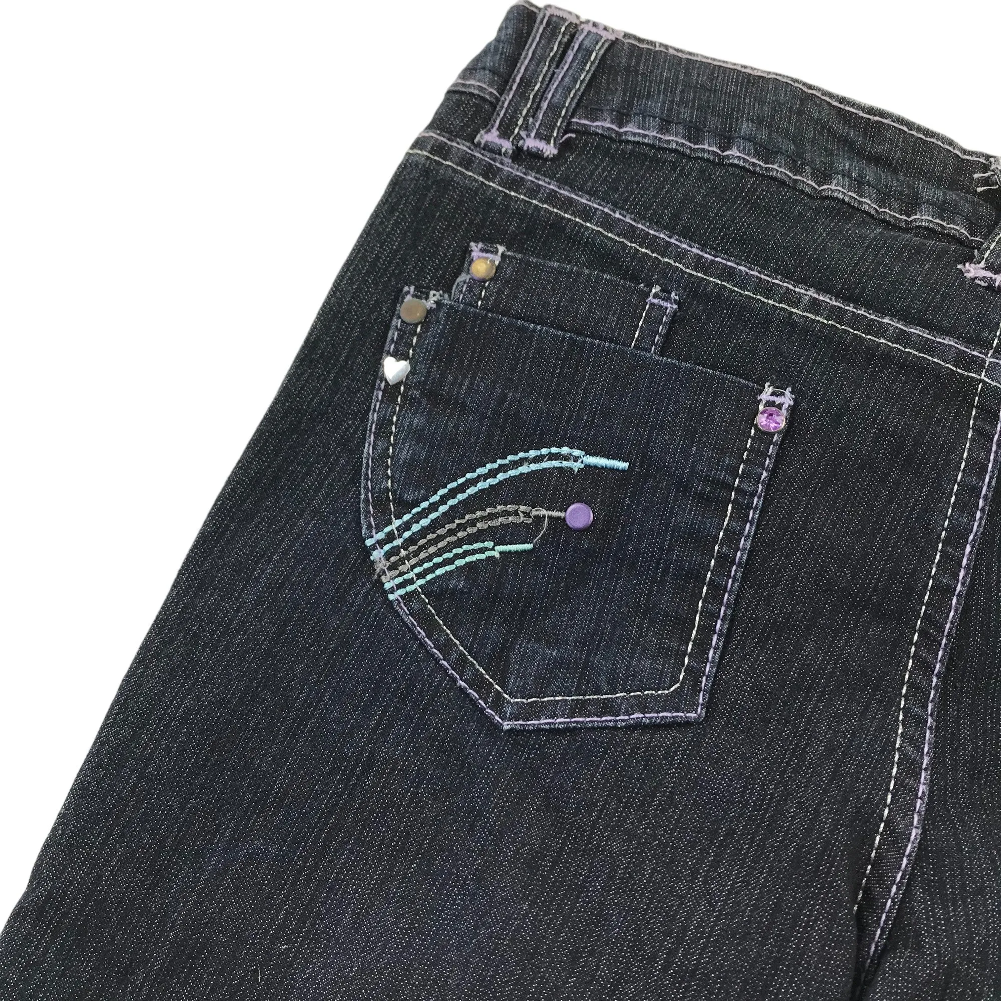 YD jeans 12-13 years dark charcoal straight leg low waist gem detailing