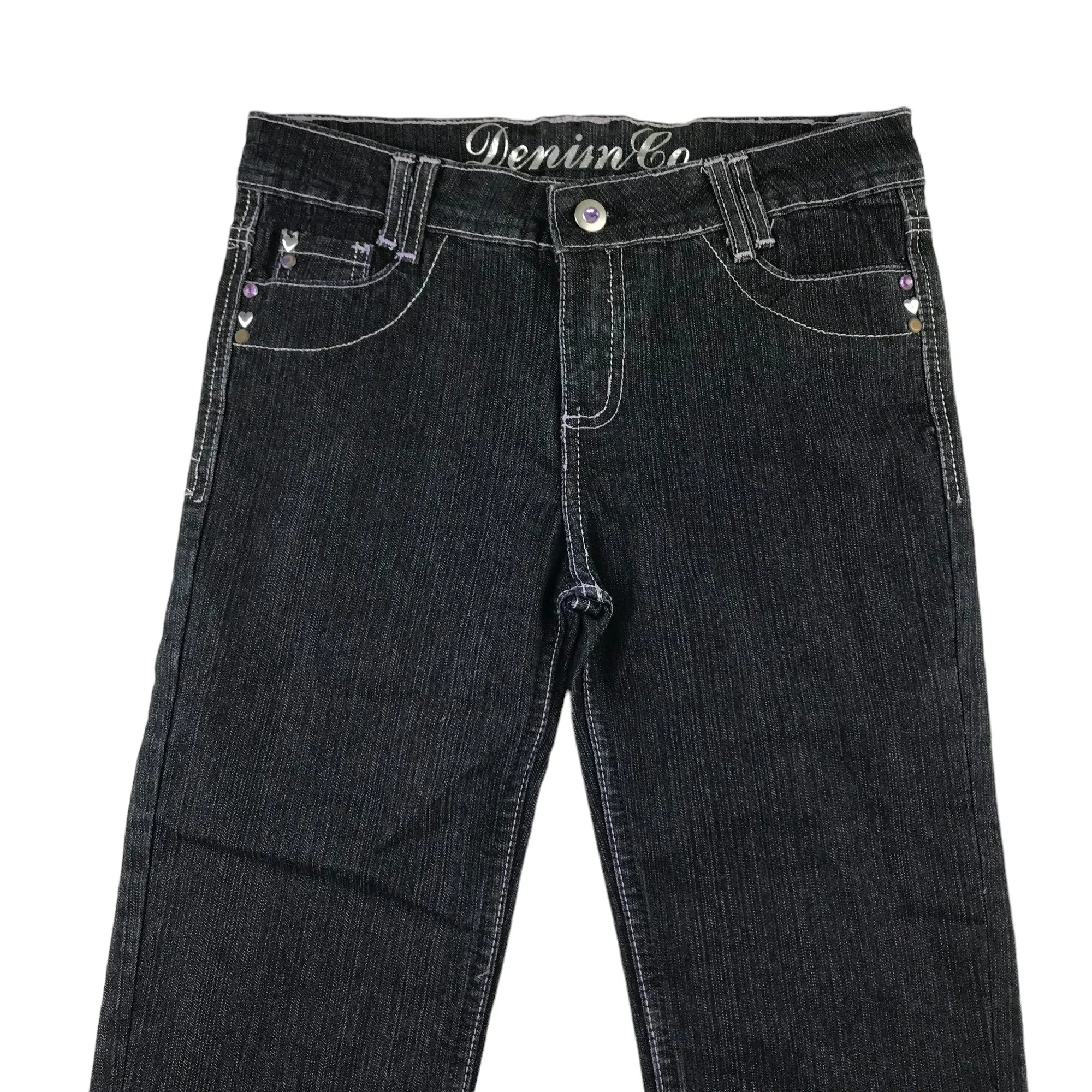 YD jeans 12-13 years dark charcoal straight leg low waist gem detailing