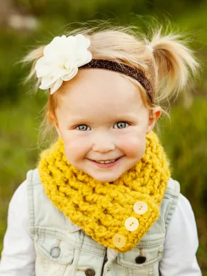 Yellow citron button scarf